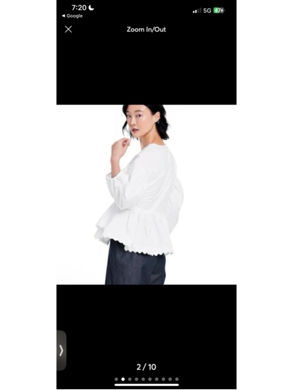 Kika Vargas xTarget White V-Neck Balloon Sleeve Scallop Ruffle Tie Cotton Top L - Picture 2 of 14